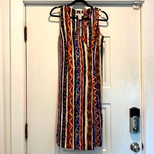Express vintage 90's v neck wrap‎ dress tribal ethnic earth tones print small